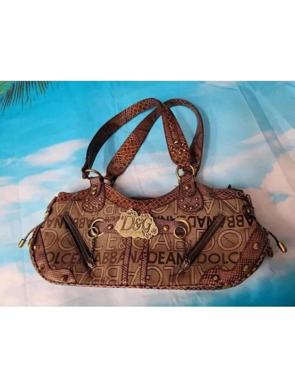 Dolce & Gabbana Vintage Brown Big Logo women's Western Shoulder Bag EUC - Picture 11 of 14